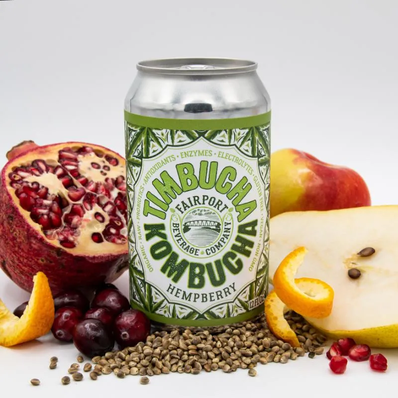 A can of Hempberry with pomegranate, pear, cranberries and hemp seed